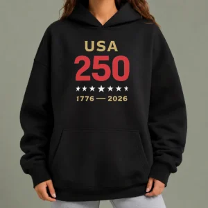 Pretty USA 250 1776 2026 Patriotic American Independence Anniversary Hoodie