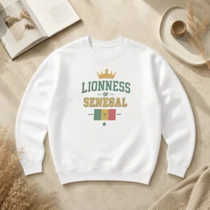 Funny Lioness Of Senegal Flag And Crown National Sweater