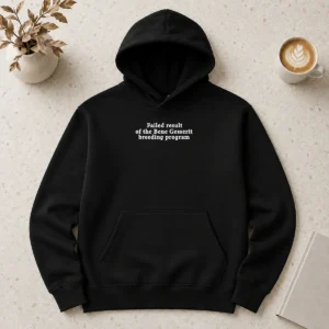 Pretty Failed Result Of The Bene Gesserit Breeding Program Dune Hoodie in black, front view with drawstring hood and kangaroo pocket