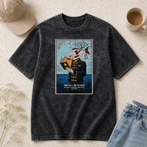 Hot Kurt Vile And The Violators 6 21 2206 Asbury Park Nj washed t shirt in faded black with vintage concert print