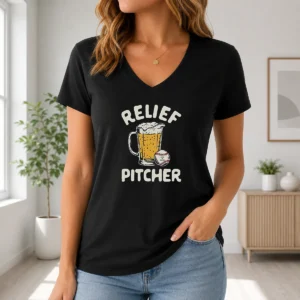 Official Relief Pitcher Beer Mug Baseball V-Neck Shirt