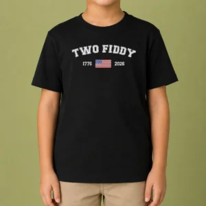 Pretty Two Fiddy 1776 2026 USA Flag Kids T-Shirt