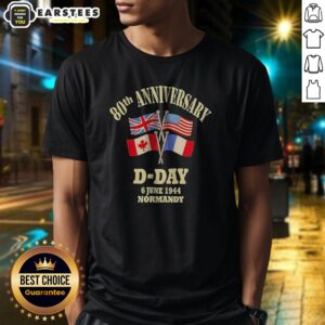 Premium 80th Anniversary D Day 6 June 1944 Normandy shirt featuring USA, Canada, and France flags