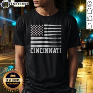 Pretty Cincinnati Baseball Bat American Flag shirt featuring vibrant colors and a patriotic design.
