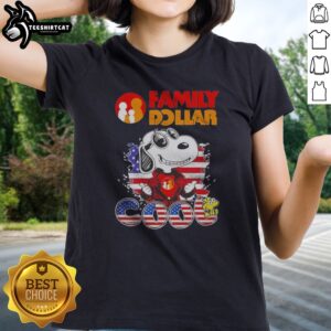 Good Snoopy Woodstock Charles M Schulz Peanuts United States Family Dollar Cool Ladies shirt featuring vibrant graphics