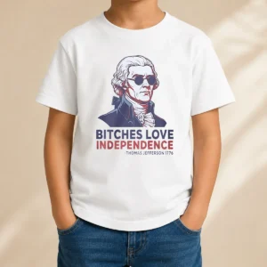 Premium Thomas Jefferson 1776 Bitches Love Independence Kids T-Shirt