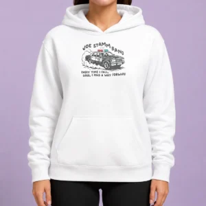 Nice Joe Stamm Band Every Time I Fall Lord I Find A Way Forward Police Car Hoodie in black, front view with drawstring hood