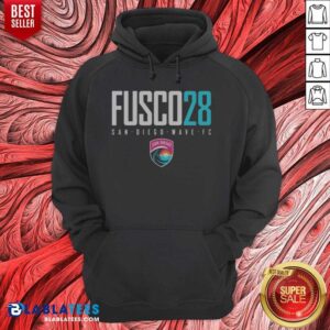 Good San Diego Wave FC Fusco 28 Text Logo San Diego Wave FC NWSL hoodie optimized for product gallery display