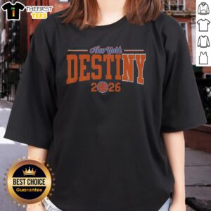 Awesome New York Knicks Destiny 2026 Bold Arch Championship Basketball Text Ladies Shirt in blue, featuring bold arch typography