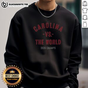 Premium Carolina Hockey Vs. The World 2026 Champs Sweashirt featuring bold team graphics on a comfortable crewneck sweatshirt