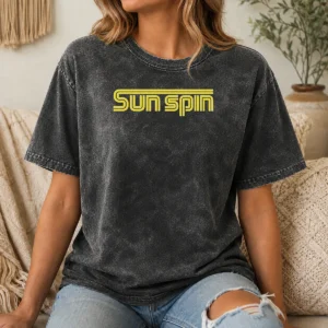 Funny Sun Spin Retro 70s Washed T-Shirt