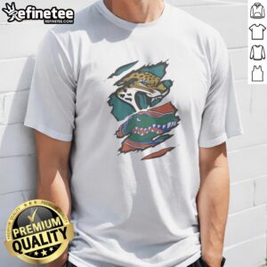 Good Jacksonville Jaguars Florida Gators NFL College Football t shirt featuring team colors and logo.