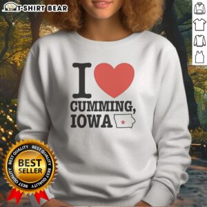 Awesome I Heart Cumming Iowa Sweatshirt in cozy fabric with bold red heart graphic and text