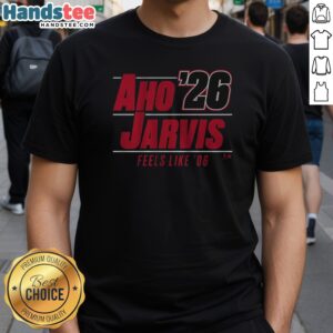 Funny Aho Jarvis '26 Shirt displayed on a flat surface, perfect for casual wear.