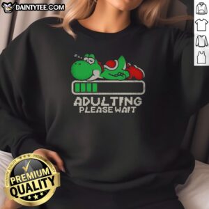Top Yoshi Super Adulting Please Wait Loading Sweatshirt in cozy fleece fabric, perfect for casual wear