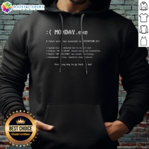 Official Monday Exe Error Hoodie featuring a unique graphic design for casual wear.