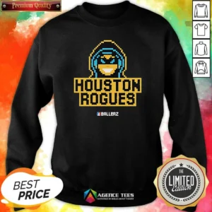 Top Houston Rogues Ballerz Pixel Art Gaming Sweatshirt