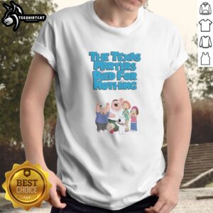 Original Family Guy The Texas Martyrs Died For Nothing Cartoon Family Shirt displayed on a vibrant background