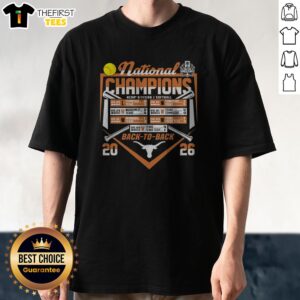 Premium Texas Longhorns National Champions NCAA Softball Back To Back 2026 Team shirt in classic crew neck style