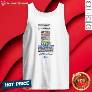 Hot Big Ten Conference United As One Word Cloud tank top optimized for showcasing team spirit.