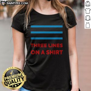 Original Three Parallel Horizontal Blue Lines Three Lines On A Ladies Shirt featuring a modern design.