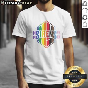 Pretty New York Sirens Pride LGBTQ Rainbow Flag Shirt featuring vibrant rainbow colors and a unique design.