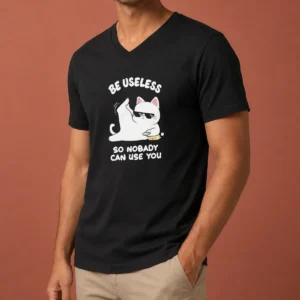 Awesome Cat Wearing Sunglasses Be Useless So Nobody Can Use You V-Neck Shirt