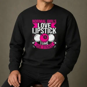 Official Billiards Player Pool 8 Ball Normal Girls Love Lipstick I Love Cue Sticks Sweater