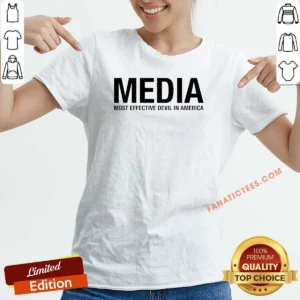 Nice Media Most Effective Devil In America V Neck Shirt v neck optimized showing front view in dark color