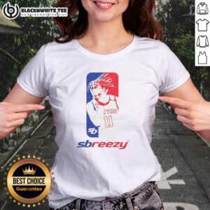 Awesome Jalen Brunson Sbreezy New York Basketball Logo Ladies Shirt displayed on a hanger