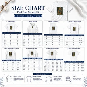 Size chart for Good Star Wars Ewok Visit Endor Land Of Endless Forests with measurements in inches and cm
