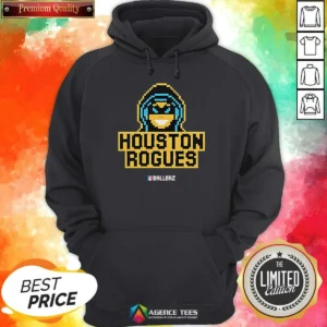 Top Houston Rogues Ballerz Pixel Art Gaming Hoodie optimized for clear display of pixel art design