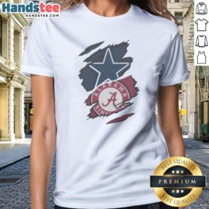 Funny Dallas Cowboys Alabama Crimson Tide Ripped Design NFL NCAAF Ladies Shirt featuring a unique ripped graphic.