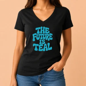 Top The Future Is Teal V-Neck Shirt