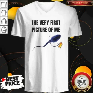 Official The Very First Picture Of Me Sperm With Beer Mug V-Neck Shirt