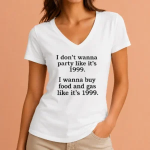 Original I Don'T Wanna Party Like It'S 1999 I Wanna Buy Food And Gas Like It'S 1999 V-Neck Shirt