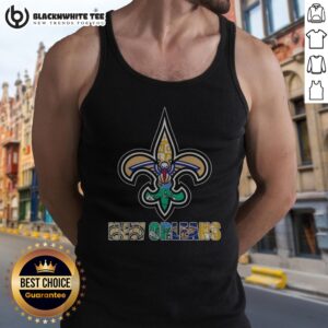 Official NOLA Saints Pelicans Tulane Fleur De Lis Logo Tank Top showcasing vibrant team spirit.
