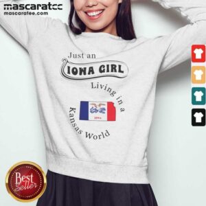 Official Just An Iowa Girl Living In A Kansas World Iowa Flag sweatshirt optimized for WooCommerce product gallery