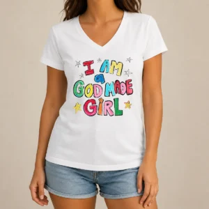 Awesome I Am A God Made Girl V-Neck Shirt