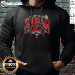 Awesome Troy Trojans Mens College World Series 2026 Logo Hoodie in dark gray, front view with logo on chest