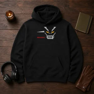 Awesome Mazinger Z Robot Face Logo Hoodie featuring a bold robot face graphic on a comfortable pullover hoodie