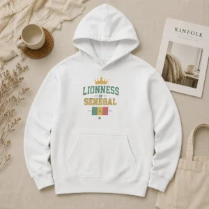 Funny Lioness Of Senegal Flag And Crown National Hoodie