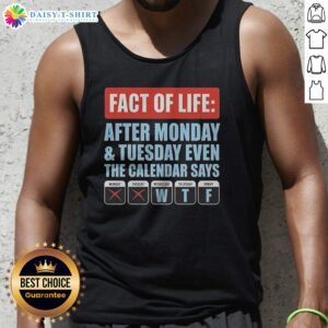 Official Fact Of Life After Monday And Tuesday Even The Calendar Says Tank Top in white sleeveless casual wear