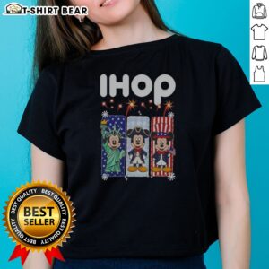 Official Ihop Mickey Mouse Statue Of Liberty Patriot Independence Day Ladies Shirt featuring a vibrant patriotic graphic on a comfortable ladies tee