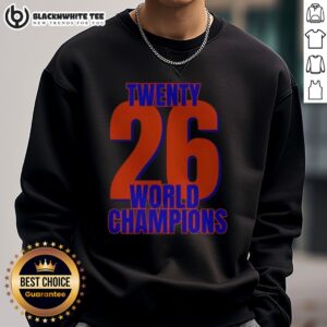 Official New York Yankees Twenty 26 World Champions Sweatshirt displayed on a neutral background.