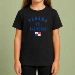 Pretty Panama Vs The World Soccer Flag Kids T Shirt featuring colorful soccer-themed graphic on a comfortable kids tee
