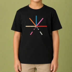 Premium Abstract Geometric Color Burst Minimalist Pattern Composition Kids T-Shirt