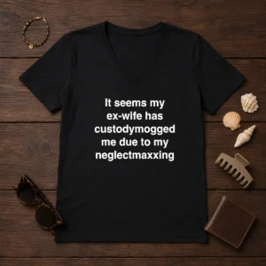 Funny It Seems My Ex Wife Has Custodymogged Me Due To My Neglectmaxxing Text V-Neck Shirt