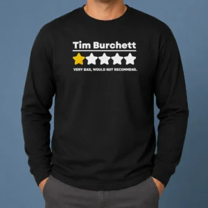 Pretty Tim Burchett 1 Star Very Bad Would Not Recommend long sleeve shirt in black, front view