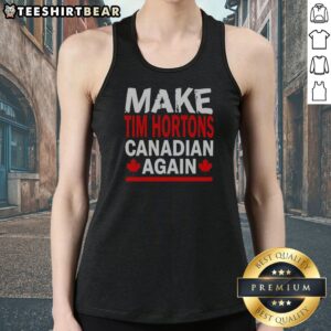 Nice Make Tim Hortons Canadian Again Maple Leaf Tank top in white, featuring bold maple leaf graphic